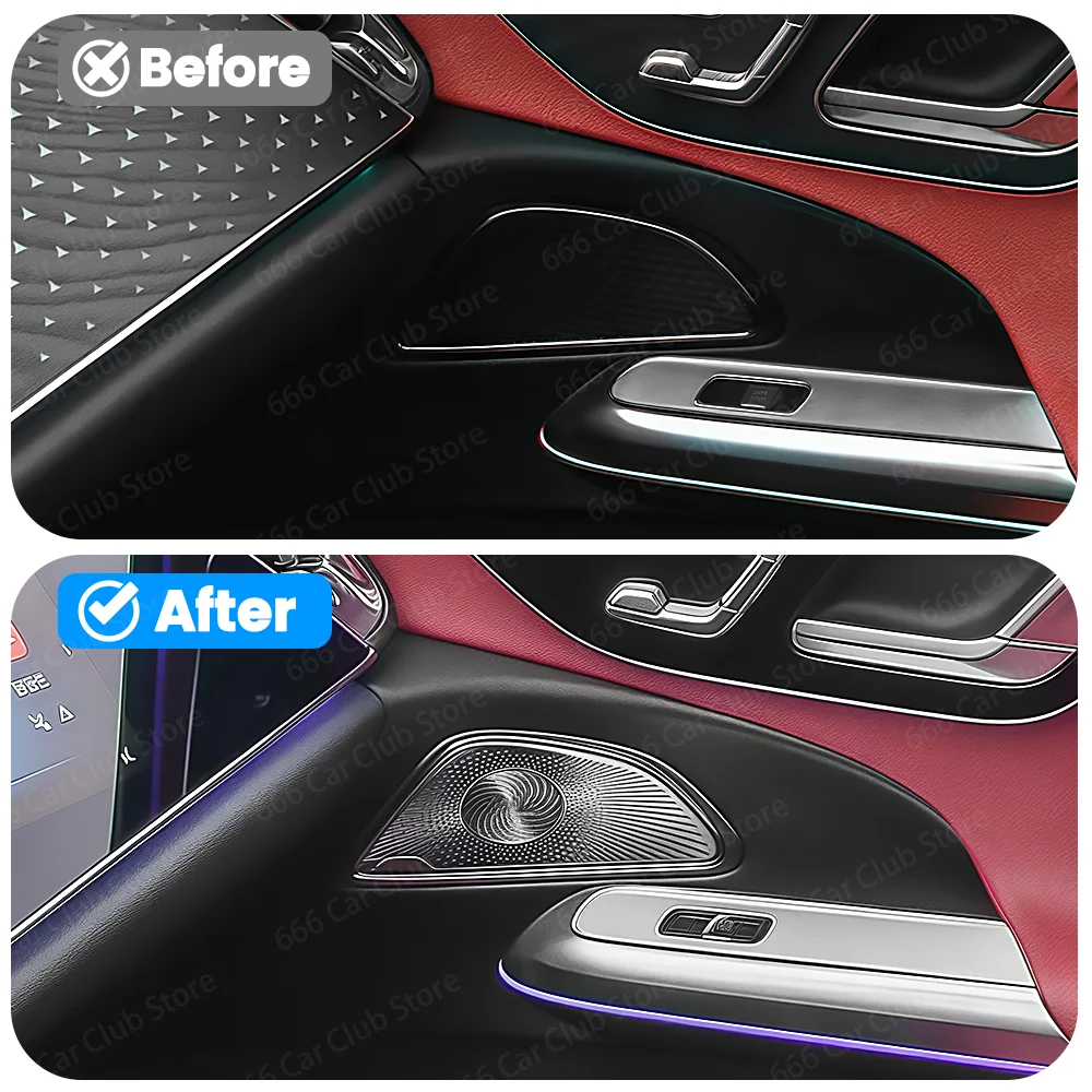 Garniture de couvercle de panneau de haut-parleur de porte de haut-parleur Audio sans lumière, pour Mercedes Benz classe E W214, accessoires d'intérieur de voiture
