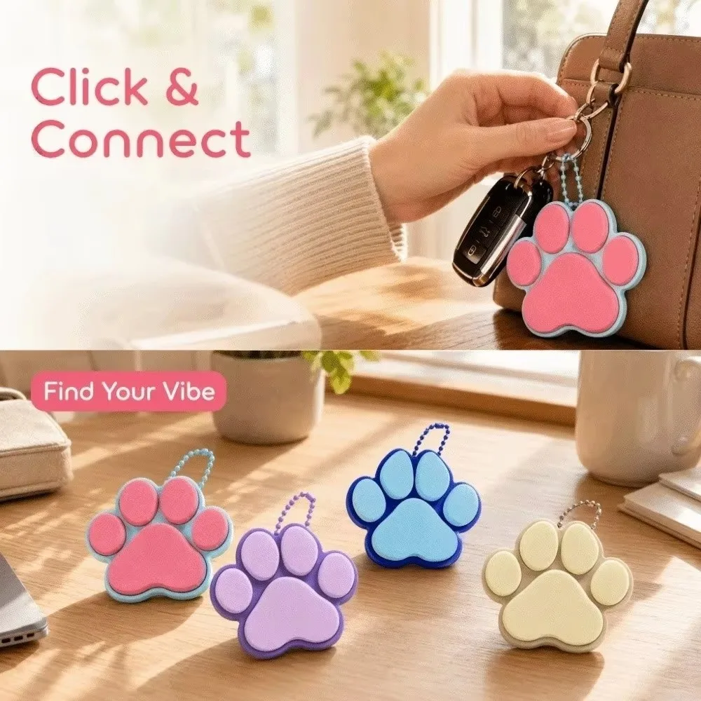 Creative Decorative Dog Cat Paw Clicker Keychain 3D Printed Keyboard-style Paw Shape Keycap Bag Pendant Clicker Keychain Bag
