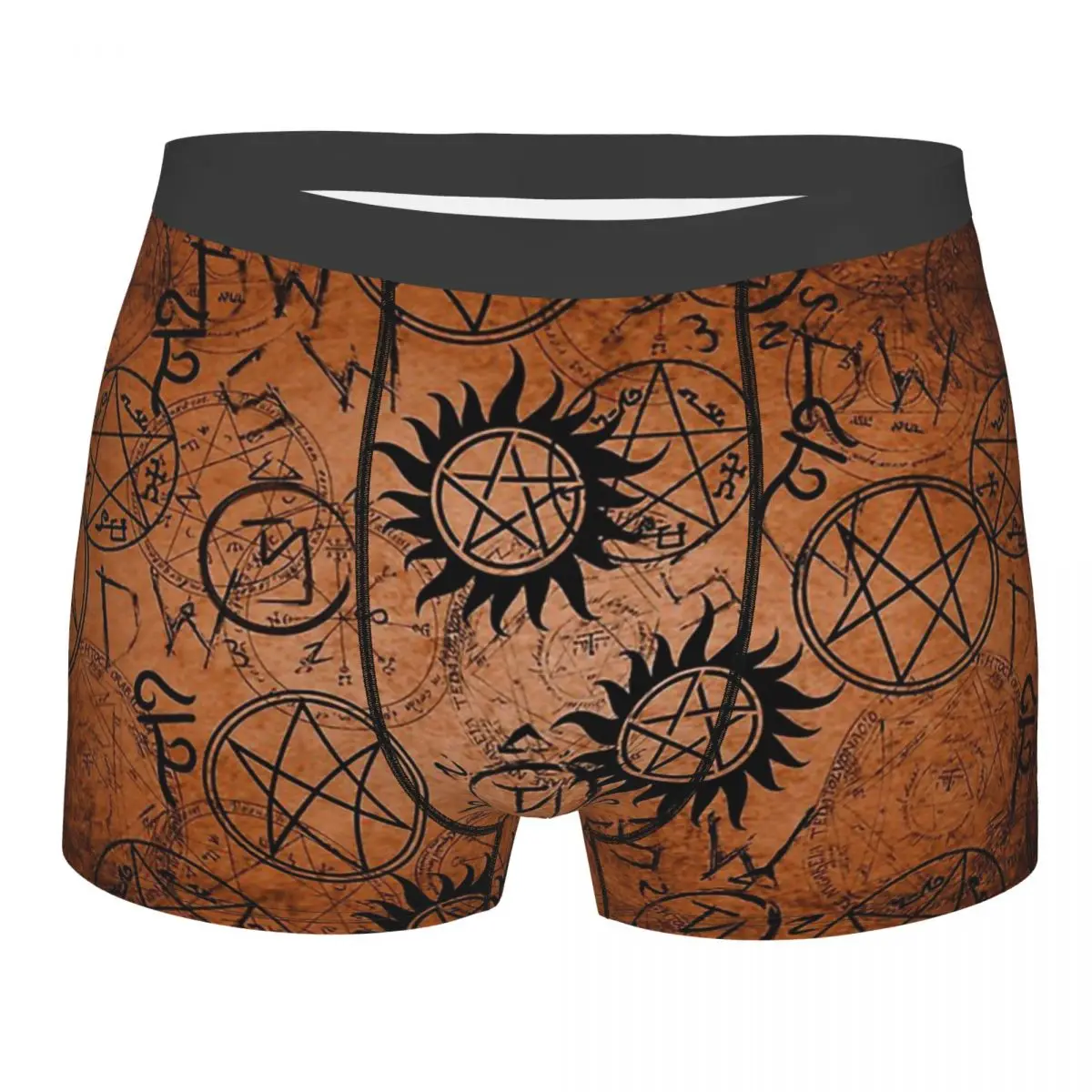 Orange Supernatural Underpants Breathbale Panties Male Underwear Print Shorts Boxer Briefs