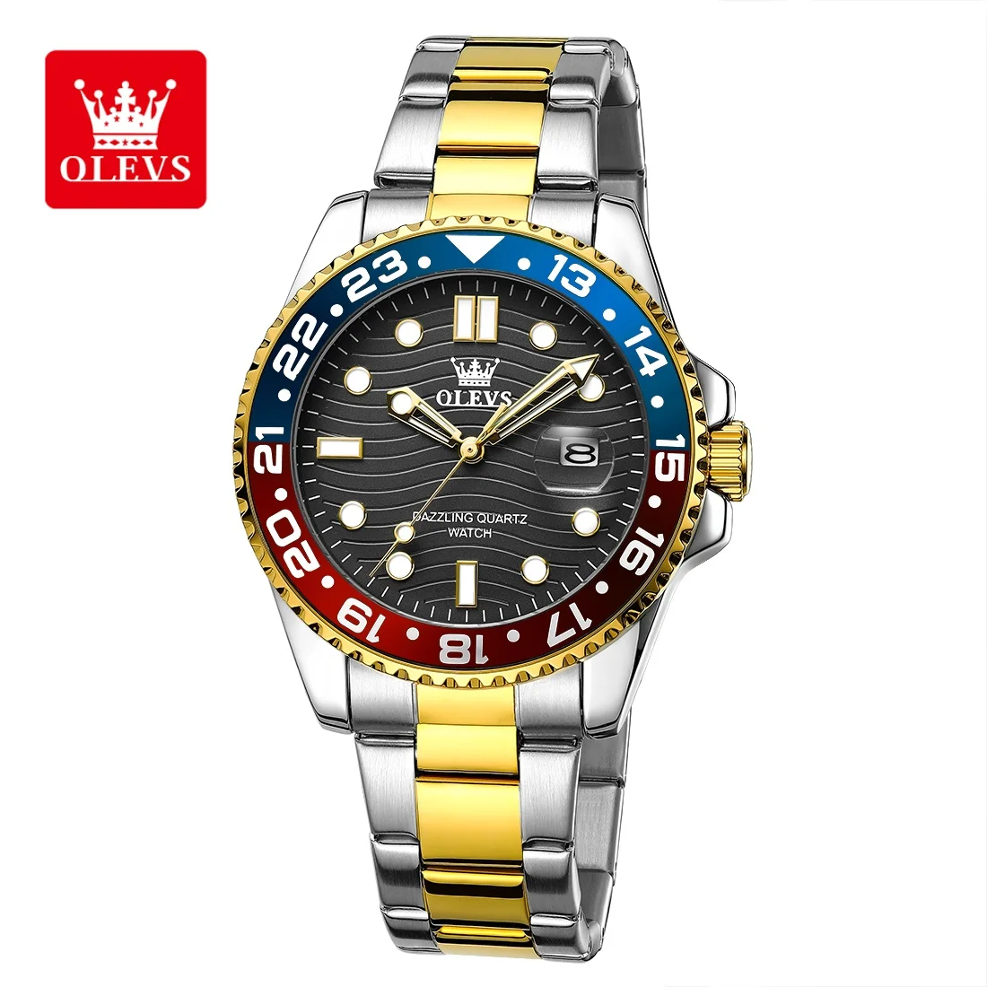 

OLEVS 3610, оригинальные мужские кварцевые часы, модные роскошные часы с календарем и большим циферблатом, мужские часы серии для дайвинга, водонепроницаемые часы из нержавеющей стали