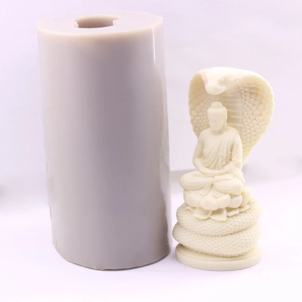 LXYY New Spirit Serpent Buddha Reusable Silicone Mould 3D Cobra Buddha Resin Craft Charm DIY Soap Candle Decor