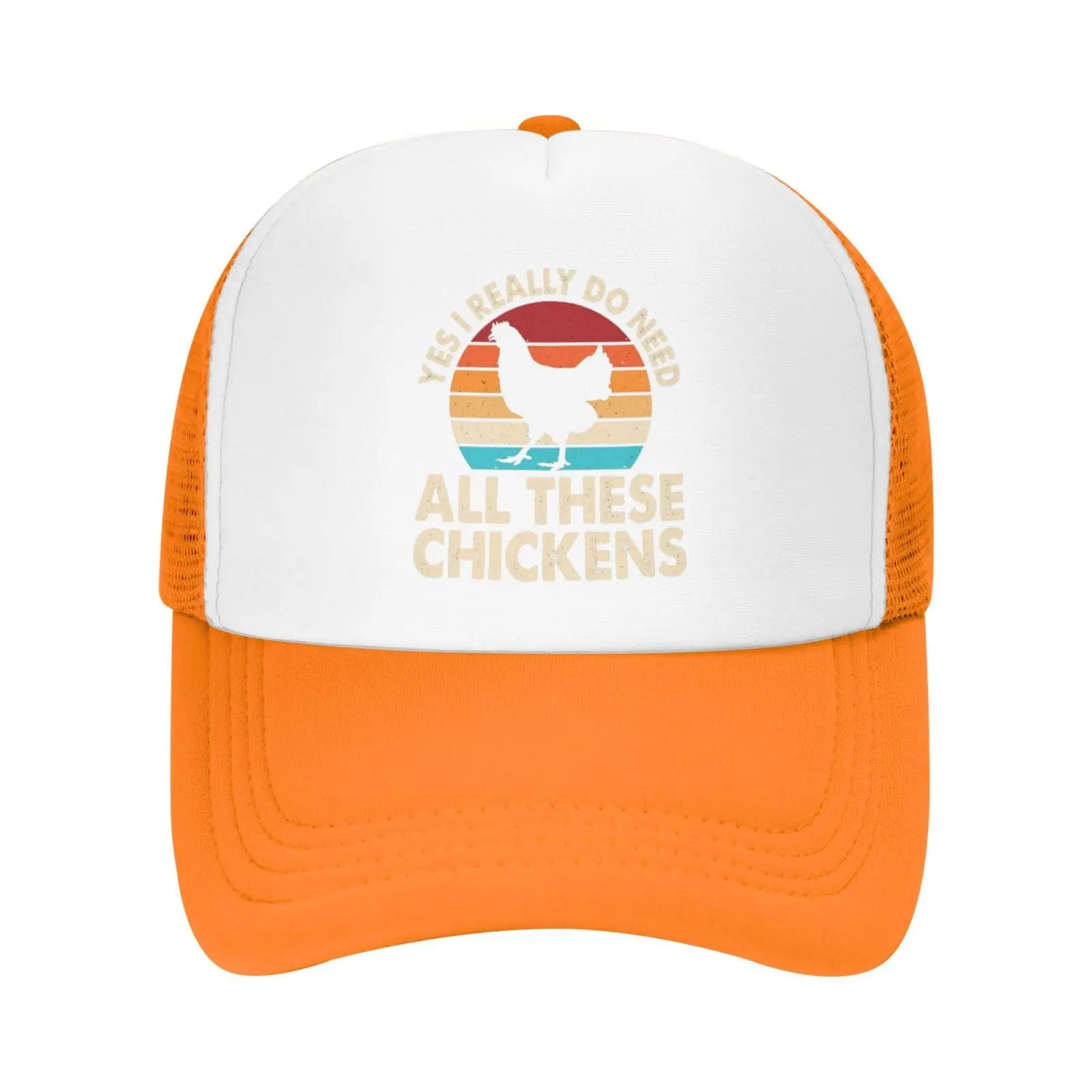 Womens Ball Cap Farm Animal Lover Cute Trucker Hats Women Mesh Snapback Hat Yes I Really Do Need All These Chickens Hats Orange