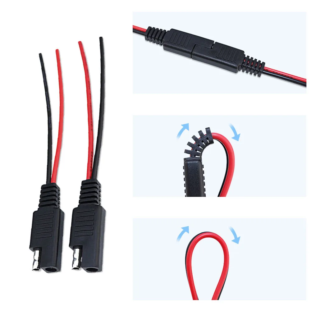 Pair 18AWG For Sae Extension Cable Male To Female Quick Disconnect Wire For Solar Panel Car For Battery Motorcycle Power