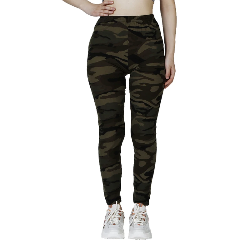 Camo Printed White Gray Women\'s Casual Sports Leggings With High Elasticity Slim Fit And Cropped Pants