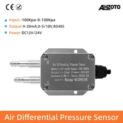Air Pressure Sensor 4-20mA 0-5/0-10V RS485 Output -100-0-100Kpa for DC12/24V Wind Differential Pressure Transmitter