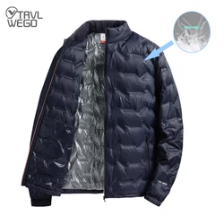 TRVLWEGO Men Lightweight Down Jacket Keep Warm Outdoor Hiking Camping Trekking Mountain Travel On Foot Skiing Cycling Coat