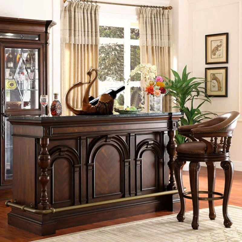 /High Quality French Classical Solid Wood Double Sided Design hall Reception Kitchen bar Counter Table