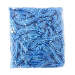 50Pcs/Bag Disposable PVC Plastic Shower Hair Cap Women Waterproof Elastic Shower Cap Portable Bathroom Accessories Blue/White