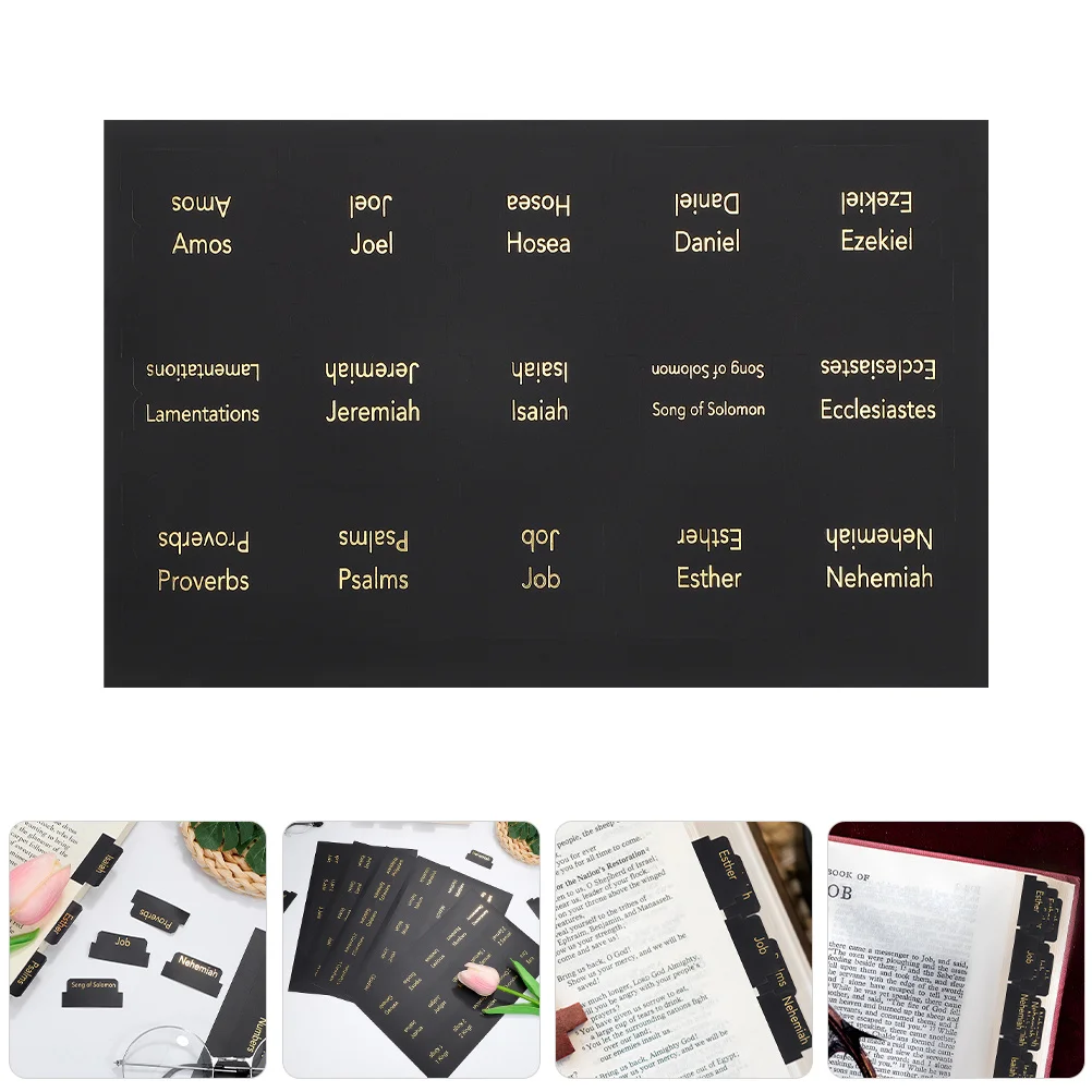 

10pcs Bible Index Tabs Laminated Peel-And-Stick Waterproof Gold Foil Page Tabs For Old New Testament Writable Reusable Bible