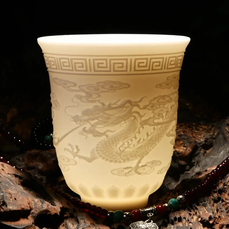 Chinese white porcelain cup goat fat jade Tea set ceramic host cup sample Kung Fu tea cup