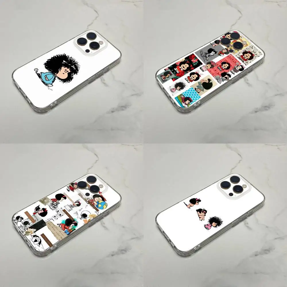 

Cartoon M-Mafalda Girl Cute Phone Case For iPhone 17,16,15,14,13,12,11 Plus,Pro,Max,Plus,E,SE4,Mini Transparent Box