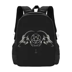 Pentagram Satantic Occult Church of Satan Goat Goth Backpack Casual Daypack Lightweight Travel Bag Middle College School Bookbag