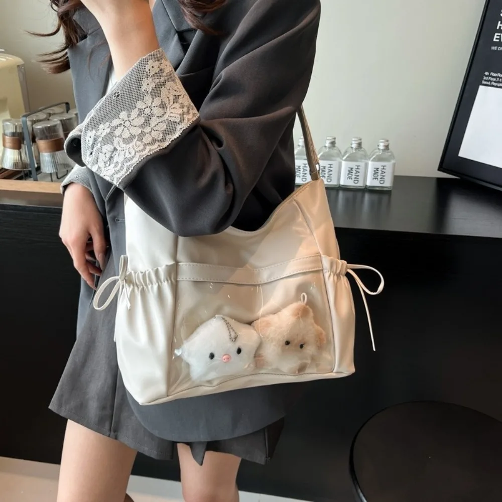 

Портативная сумка через плечо в корейском стиле из искусственной кожи, женская сумка большой емкости, однотонная сумка для боли