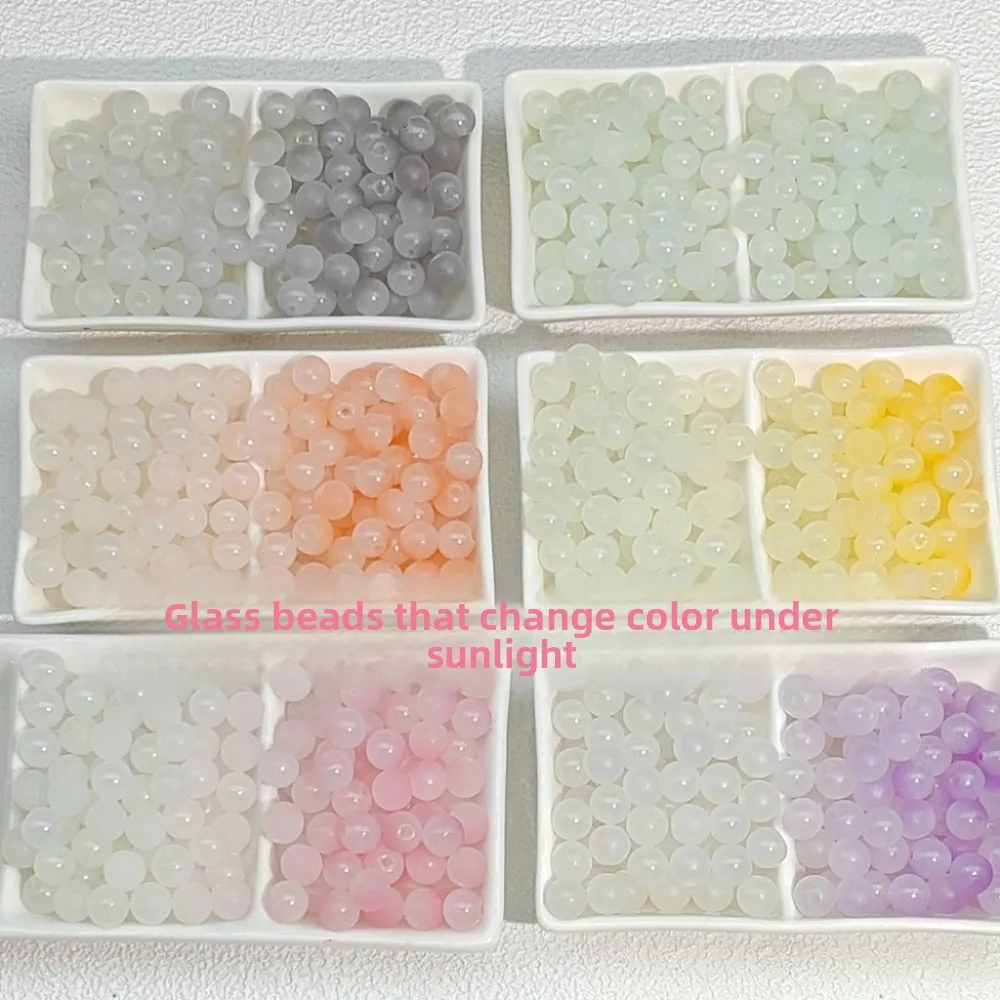 50PCS UV Sunlight Color Changing Glass Beads Luminous Jade Round Loose Spacer Beads for DIY Bracelet Necklace Jewelry Making image 3