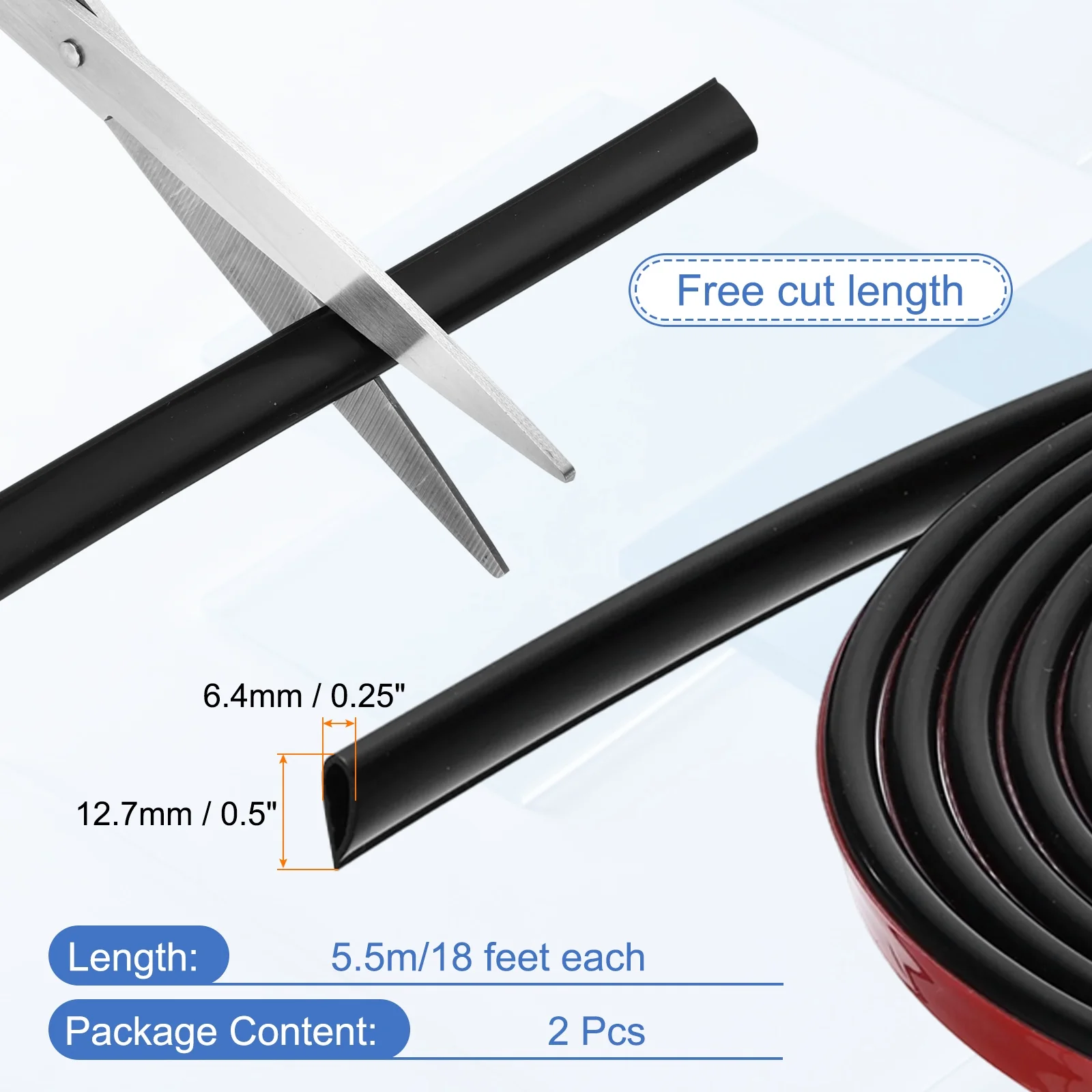 1/2Pcs Weather Stripping Silicone Self-Adhesive Door Seal Strip Fire Smoke Seal for Exterior Door Frame Windows Shower Glass Gap
