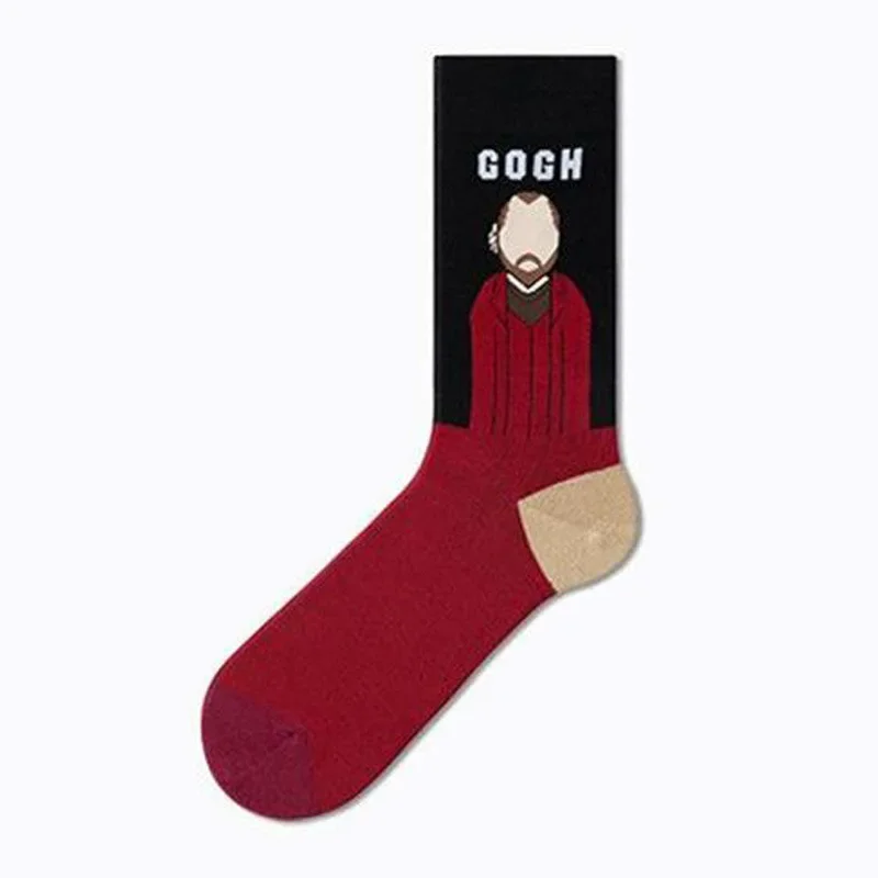 Van Gogh series socks famous painting European and American style cartoon men and women in tube cartoon cotton socks