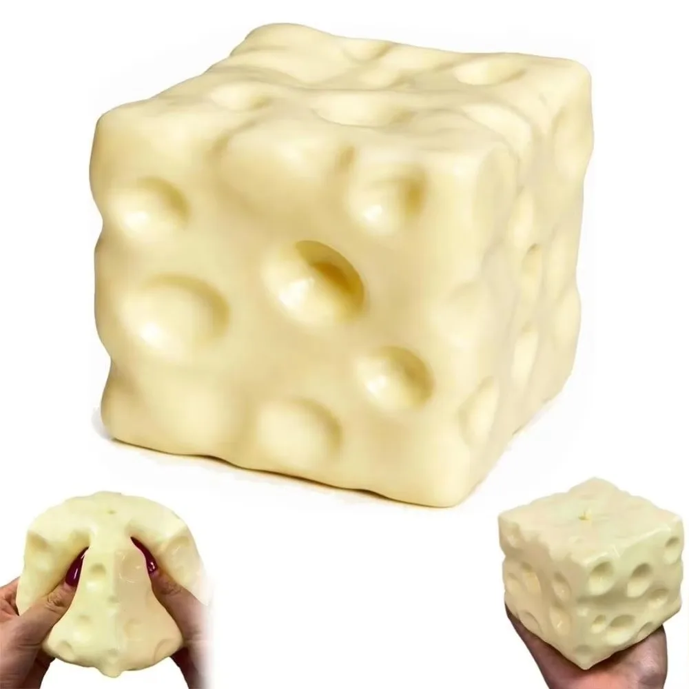 Creative Crunchy Cheese Squeezed Cube 7cm Super Soft Cheese Squishy Kneading Comfortable Cheese Stress Ball Home Decoration