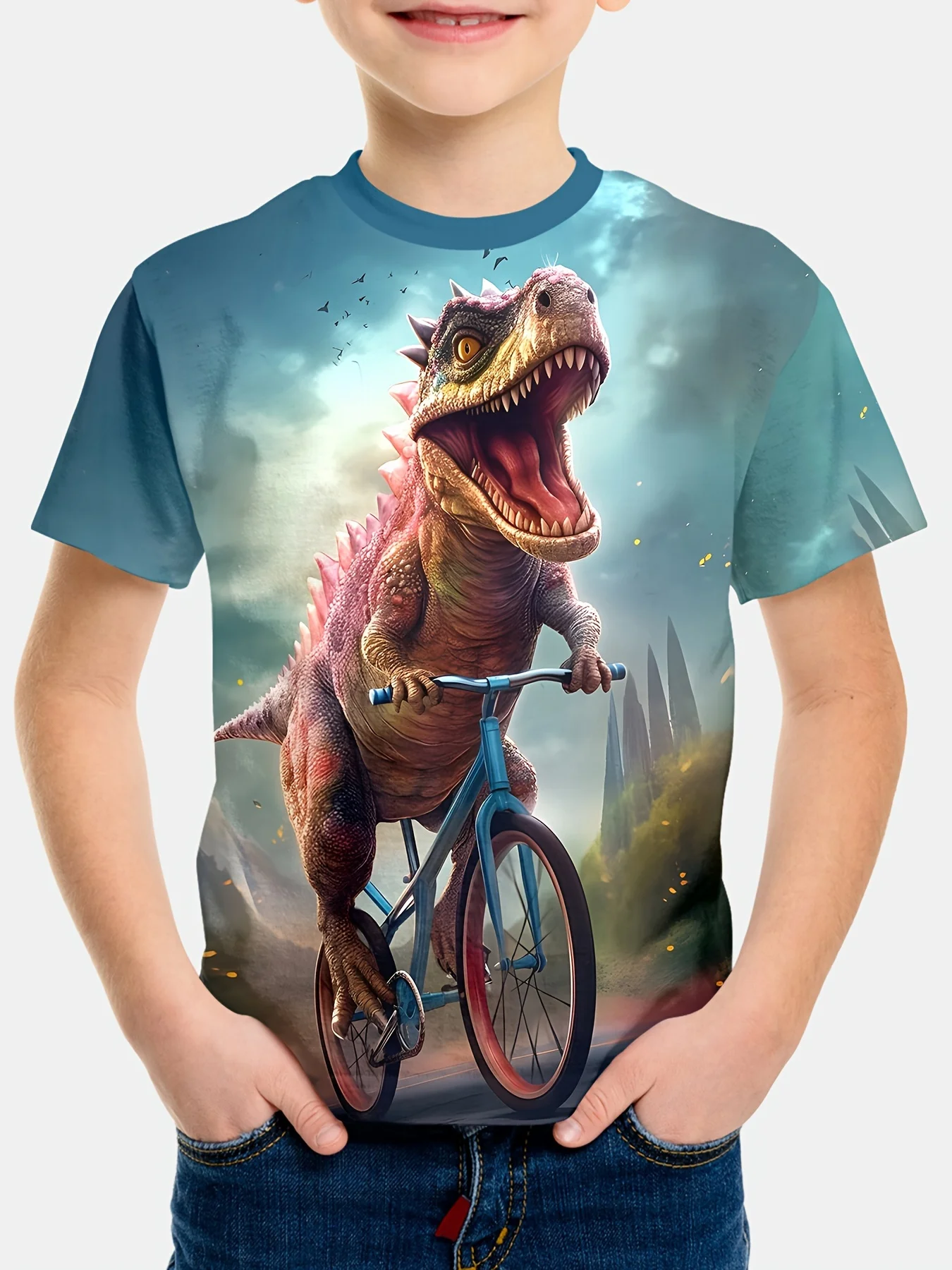 

Children's Clothing Boys T-Shirt Dinosaur Print T-Shirt for a Boy Short Sleeve Tops O-Neck Girl T-Shirt Fashion Kids Boy Clothes