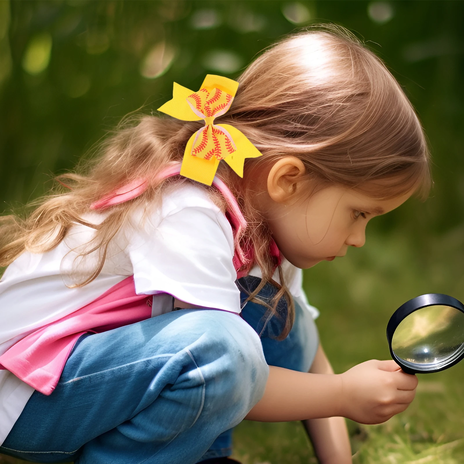 

6Pcs Bow Hair Ties for Kids Soft Comfortable Materials Stylish Color Versatile Styling Cheer Hair Bows No Damage