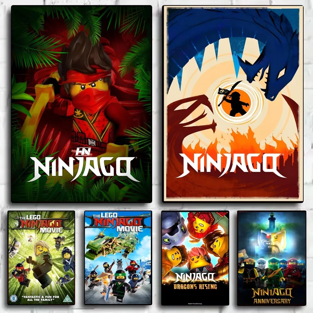 Póster de dibujos animados-n-ninjago, arte HD, pared adhesiva, impermeable, decoración del hogar, sala de estar y bar