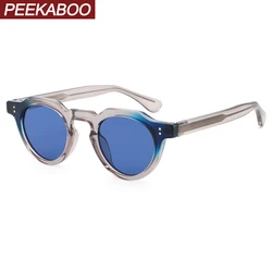Peekaboo retro style sunglasses uv400 male blue brown grey unisex round sun glasses for women accessories male CP acetate