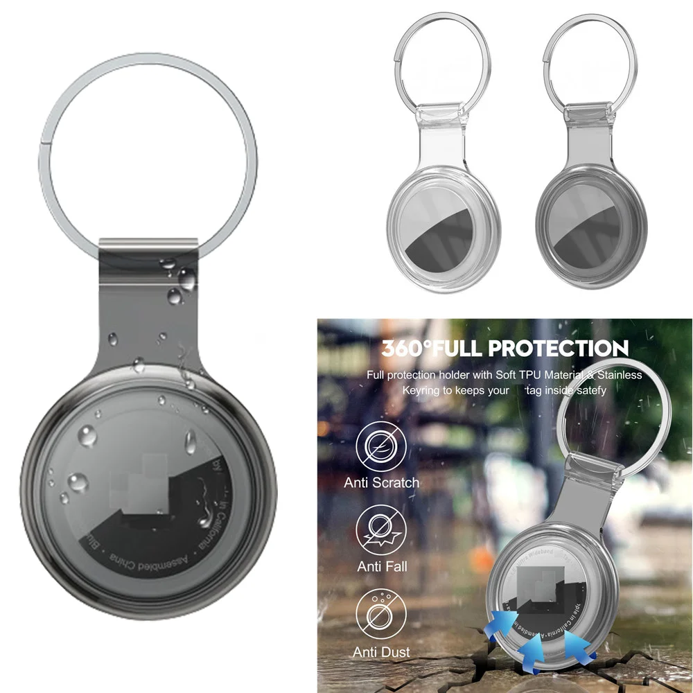 Waterproof Anti-lost Keychain Holder Soft Case for Apple Airtag Air Tag Dog Cat Pet Bags Keys Tracker Protective Full Cover