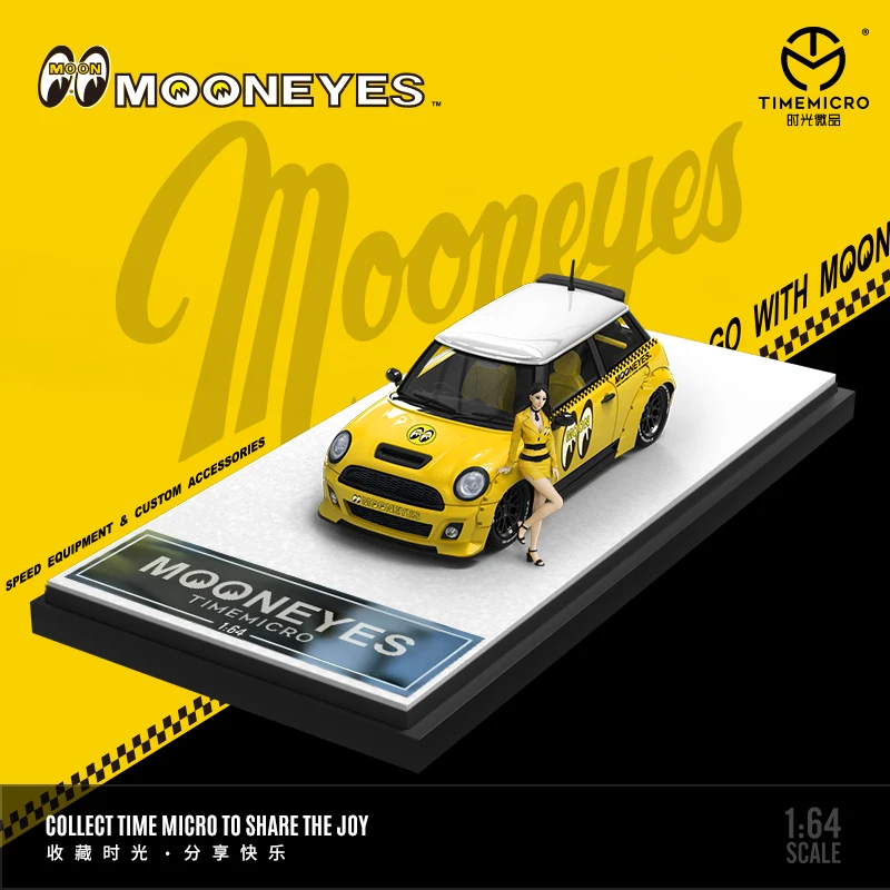 

TimeMicro 1:64 Cooper JCW Mooneyes Yellow Doll version alloy car model