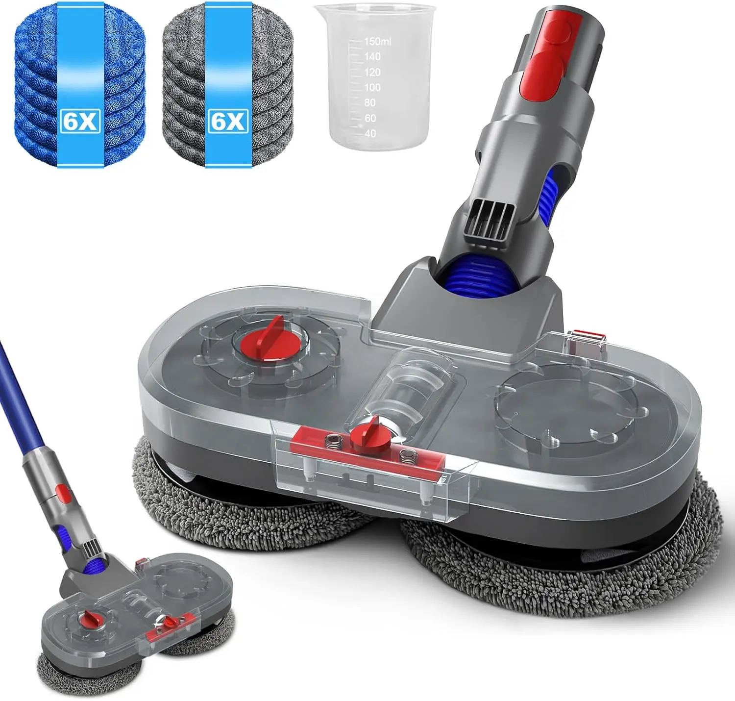 Homore Tête de Balai Electrique pour Dyson V10 Slim/ V12 Detect Slim Aspirateur, Tête de Vadrouille avec Réservoir d'eau Amovible, 12 Vadrouille Lavable