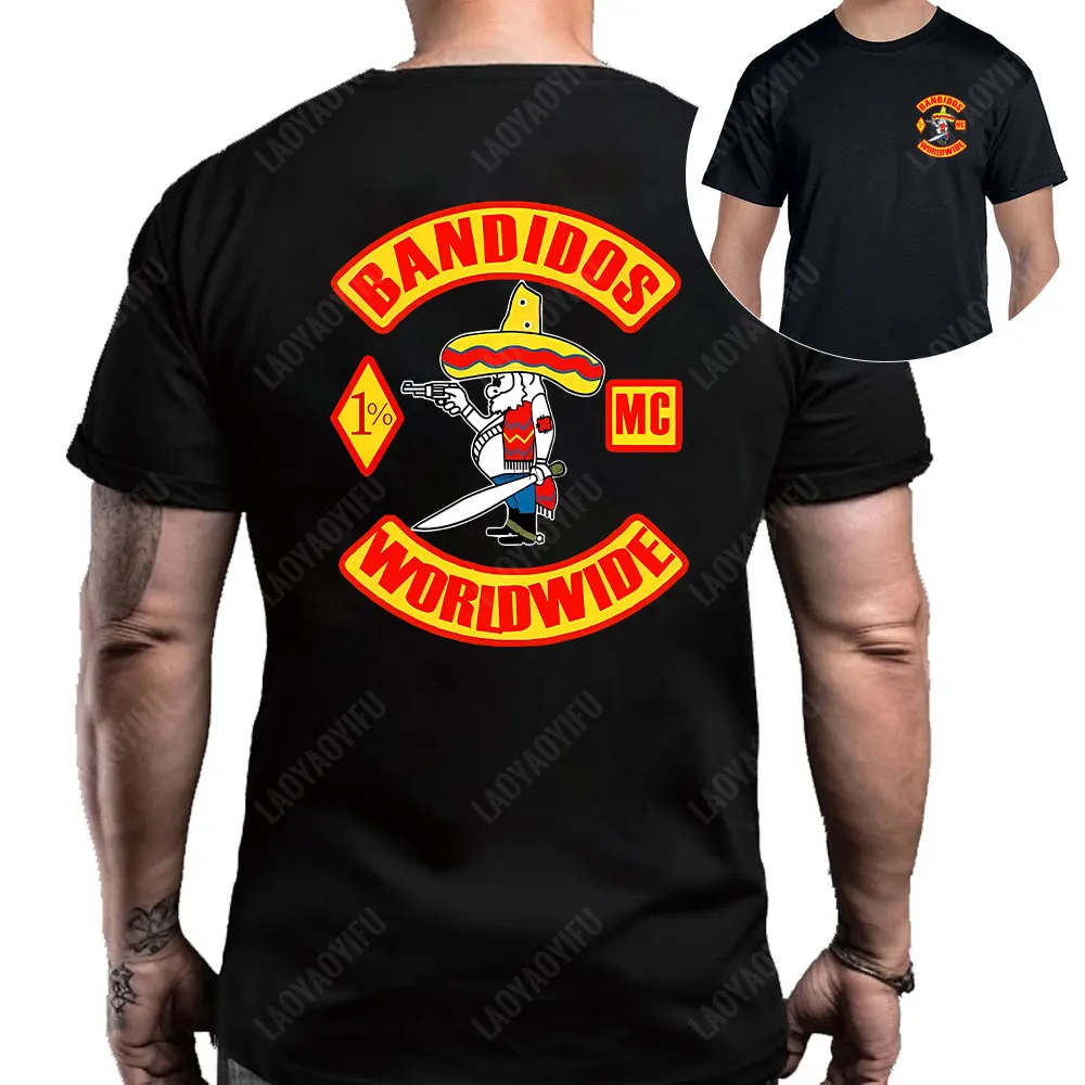 2024 Banddidos Motorcycle Club O Collar Men's T-shirt High Quality Cotton Black Tee Summer Short Sleeved Fashion Street Top