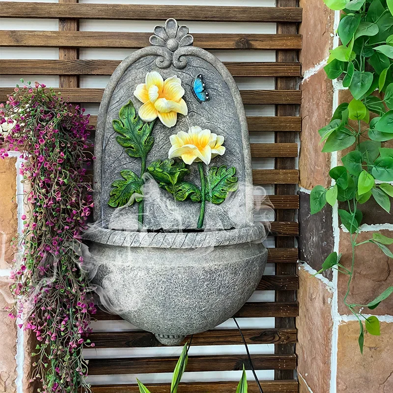 ديكور حائط للمياه الجارية، الفناء، الشرفة، معلق على الحائط للمياه المتداولة، زخرفة راتينج لتزيين المناظر الطبيعية