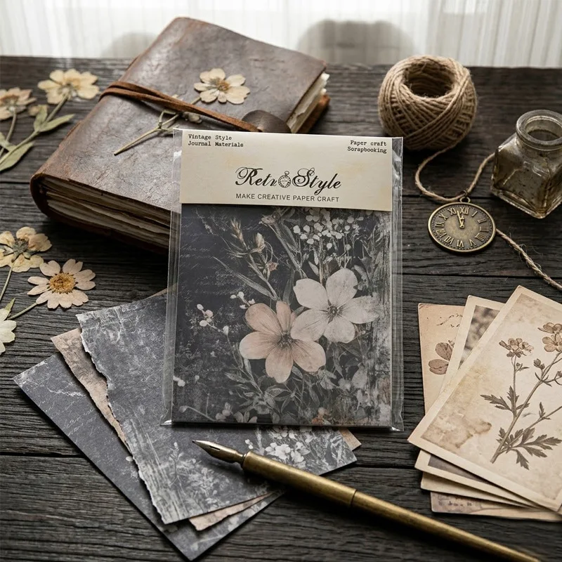 Grunge Antique Cream Flower Botanical Handwriting Junk Journal Paper DIY Decoupage Scrapbooking Cardmaking Album Collage Planner