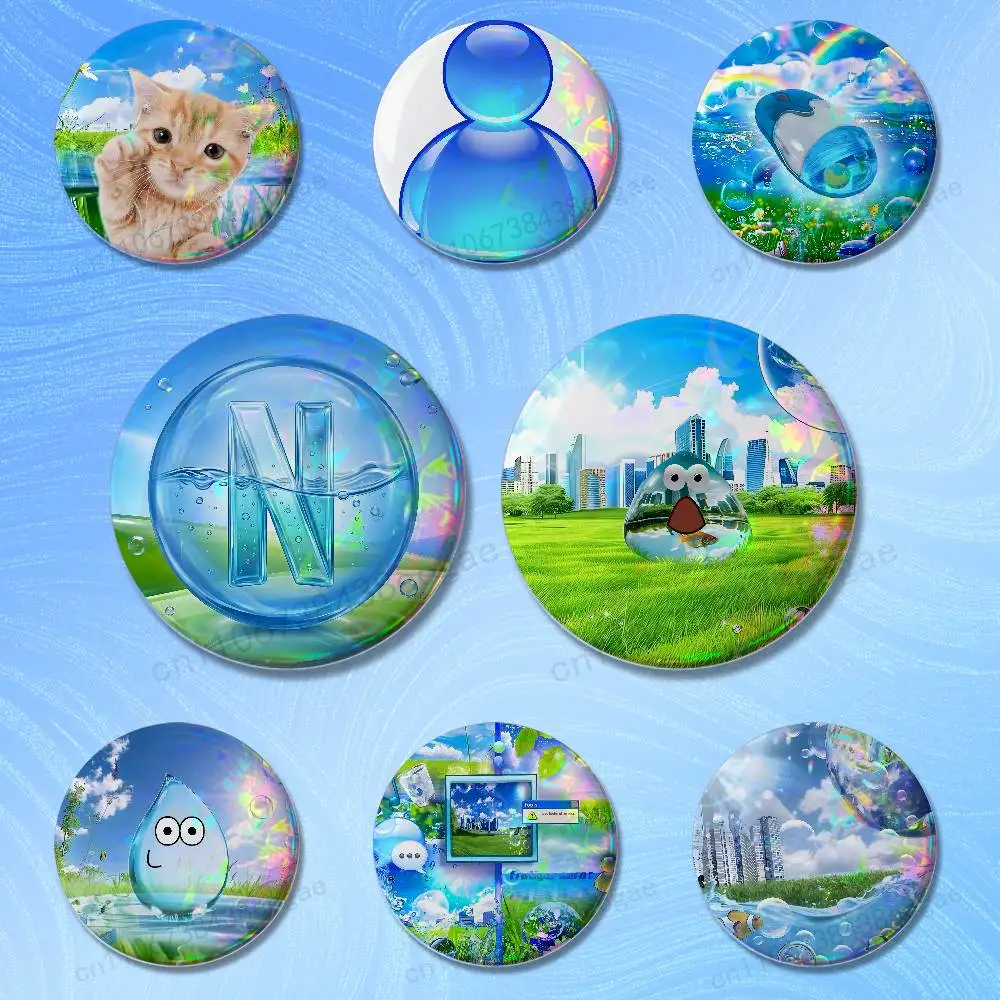 

Nature Art F-Frutiger Aero Badges 25 32 44 58 75 mm Cartoon Brooches Cosplay Pins Backpack Shoes Hat Accessories Lover Gifts