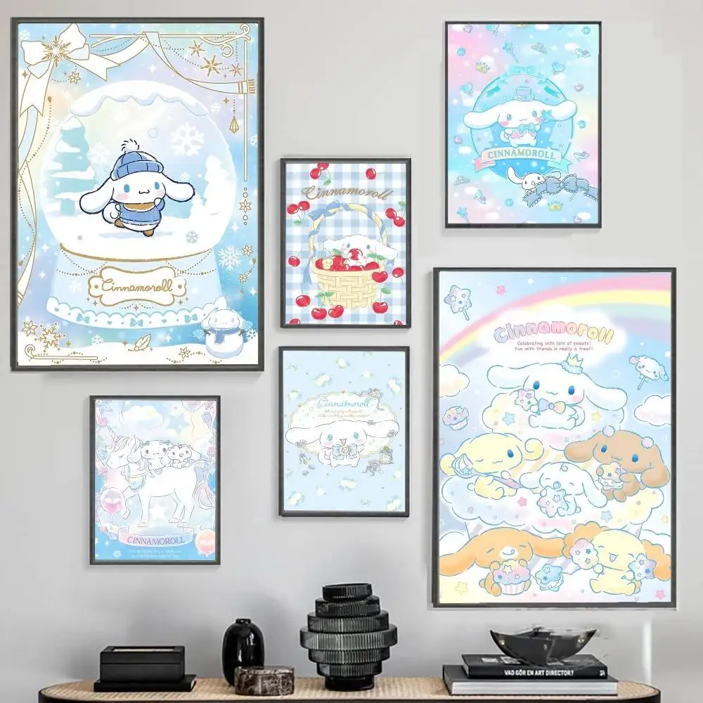 Kawaii Dog C-Cinnamoroll Poster High Quality Print Poster Waterproof Wall Art Movie Posters For Living Bedroom Retro Decor Gift