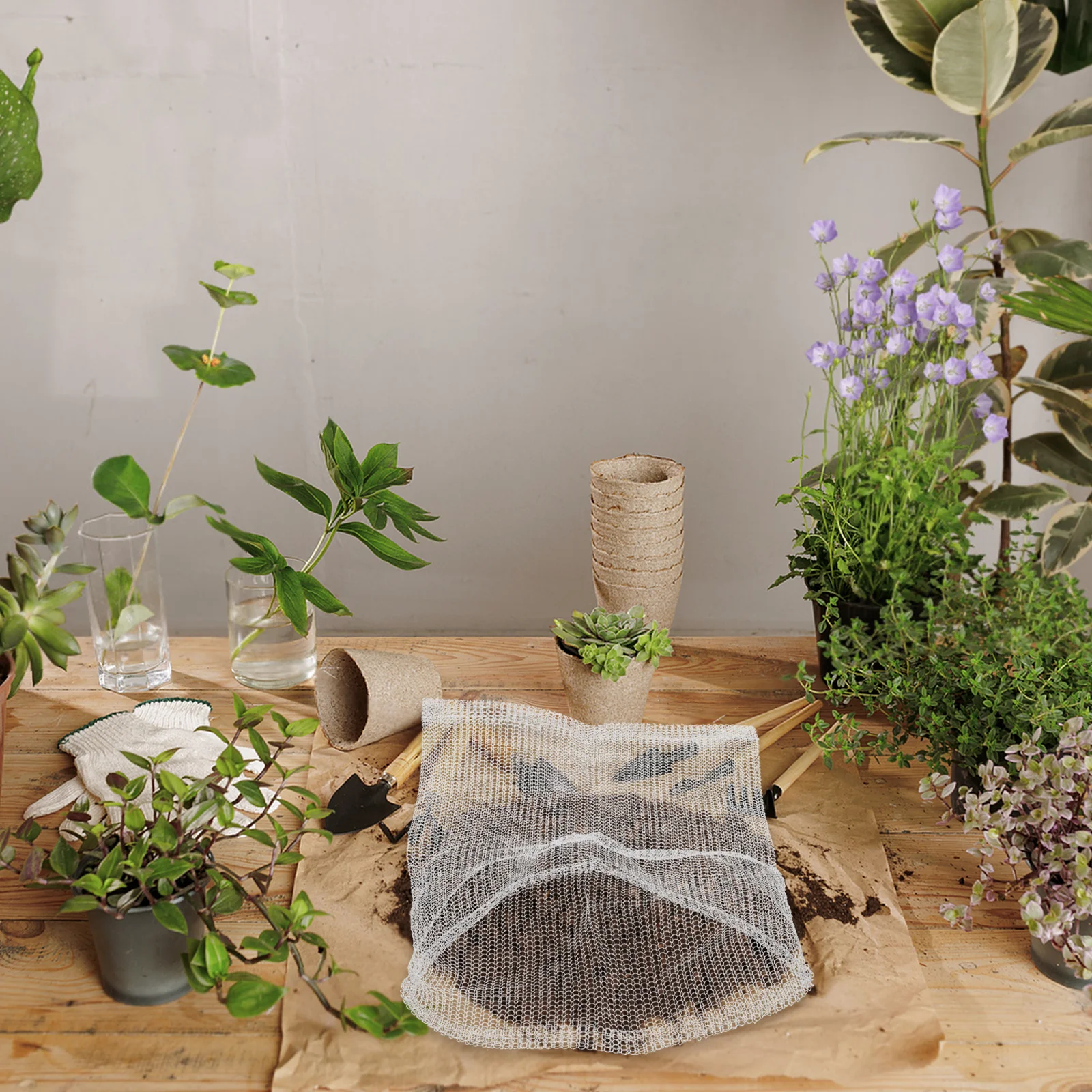 4 pçs malotes de malha de aço inoxidável sacos de proteção de raiz de jardim rede de insetos ao ar livre flor vegetal malha capa