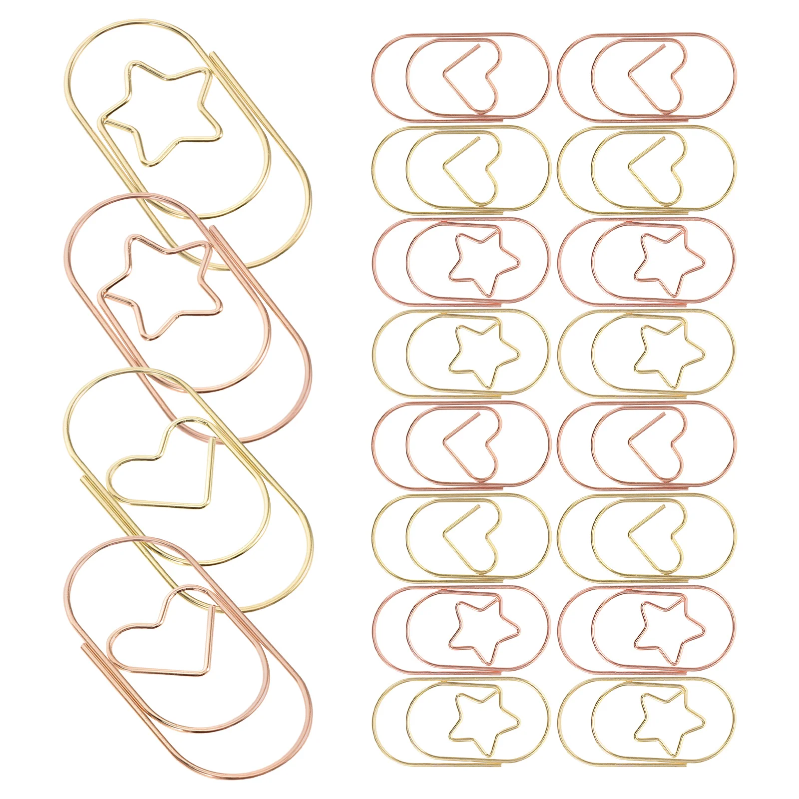 

24pcs Creative Heart Star Paper Clips Metal Bookmark Clamps For Office Decorative File Folder Document Binder Clips