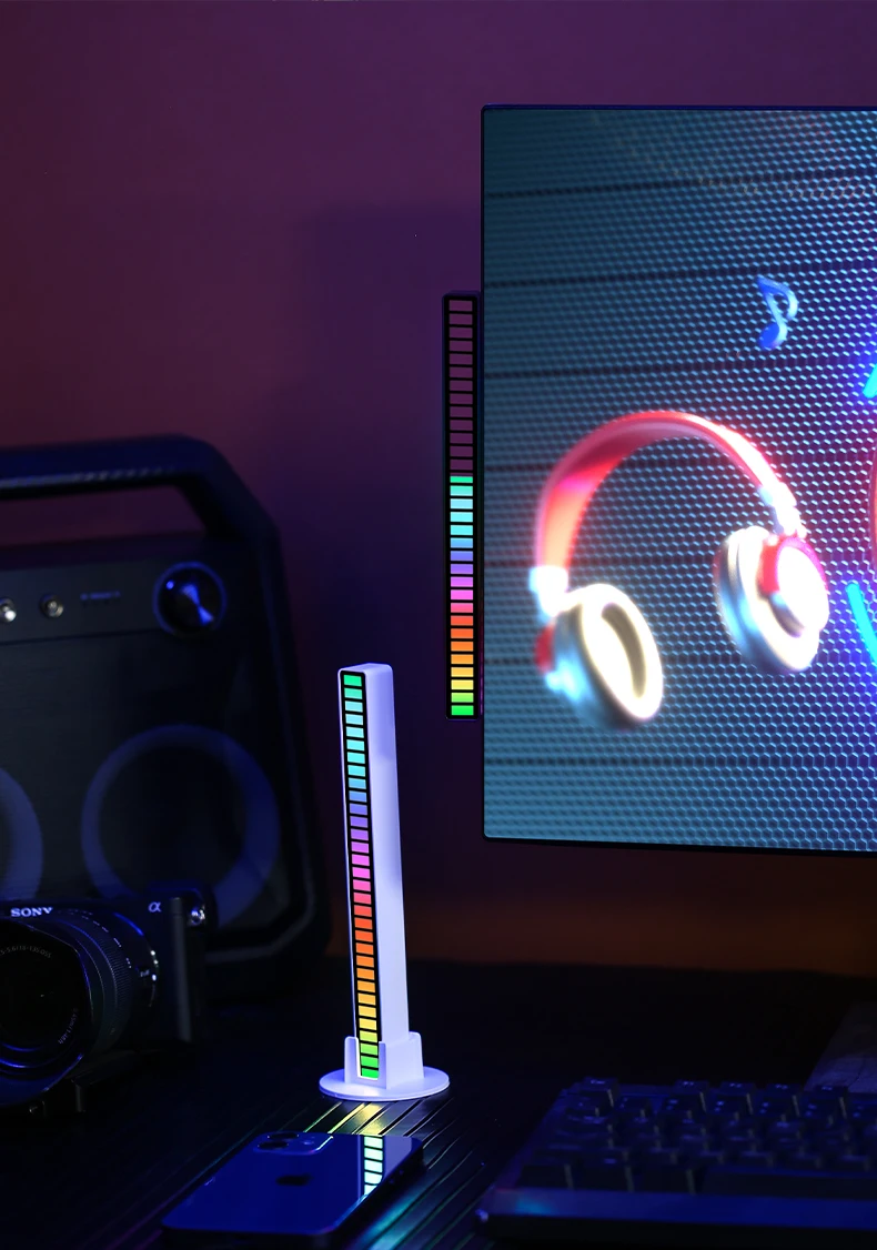RGB Voice Control Synchronous Rhythm Light Internet Popular Colorful Music Ambient Light Car Desktop Induction Creative Led Pick