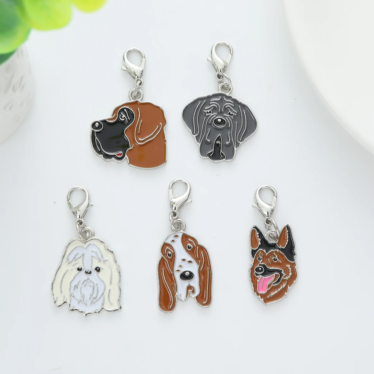 5PCS/LOT Enamel Cute Animal Dog Charm for Jewelry Making Bracelet Necklace Charms Accessories headset bag headphone