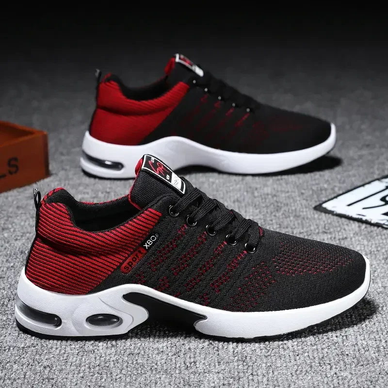 Comfortable Personality Style Men Fashion Soft Breathable Sports Fashion Shoes Mesh Flying Woven Sneakers Outdoor Casual Shoes