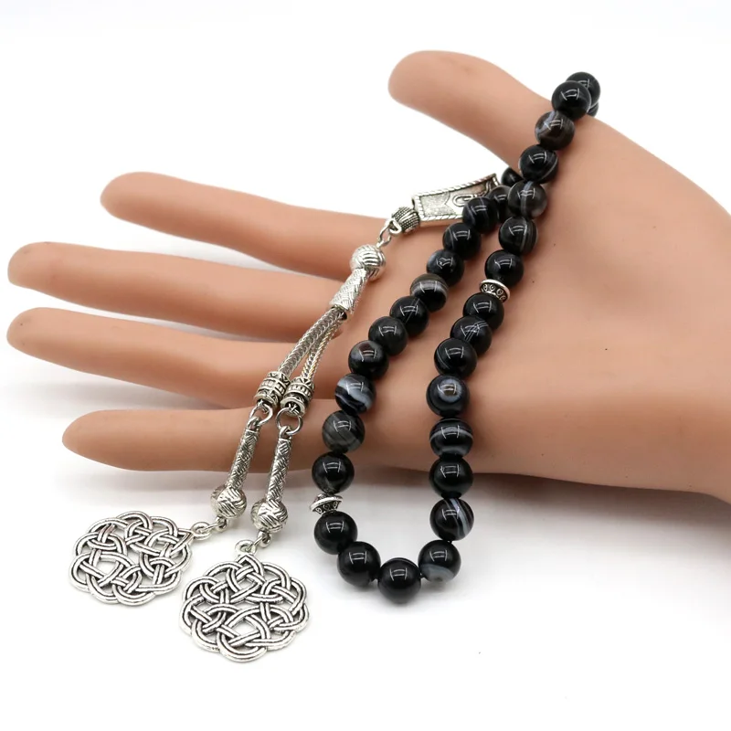 Bracelet 33 Tasbih and Gift Box Natural Agate Tesbih Ramadan Bracelet Father's Gift Muslim Men's Gift Tesbih Prayer