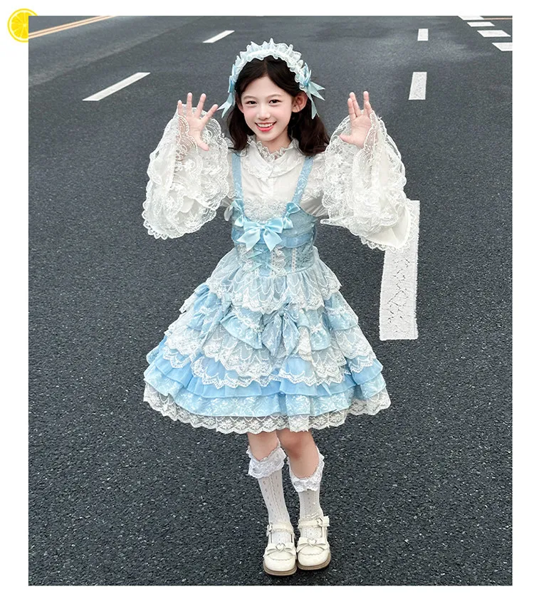 Ins Sweet Kids Boutique Lolita Mädchen Prinzessinnenkleid Spanisches Lolita Qualitäts-Trägerkleid für Partys und Hochzeiten Fotografie-Kleidung – Detail 7