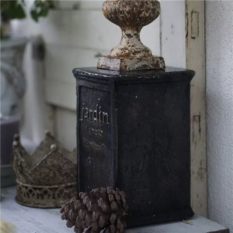 DSA retro black old small stigma Roman column indoor home living room desktop decoration outdoor garden grocery ornament