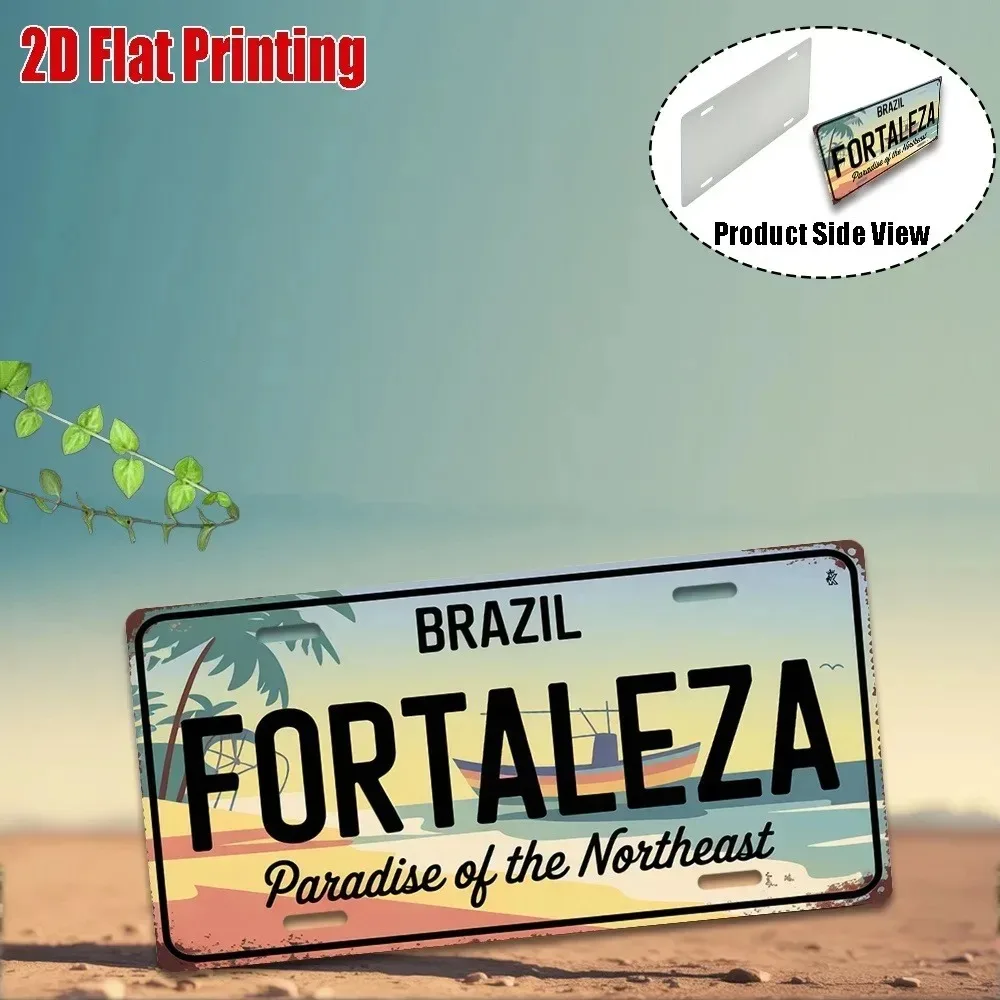 CIFbuy Personalized Vintage Fortaleza Brazil Plaque,Customizable 11.8x5.9Inch 2D Printed Outdoor Wall Hanging Home Decor Gift