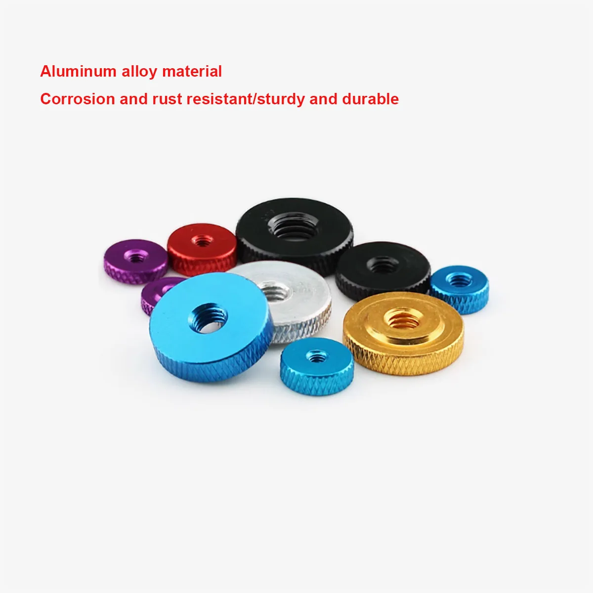 Aluminum Alloy Black/Red/Natural Color Flat Knurled Hand Twisting Nut Screw Nut Micro Adjustment Gauge M3M4M5M6M8M10