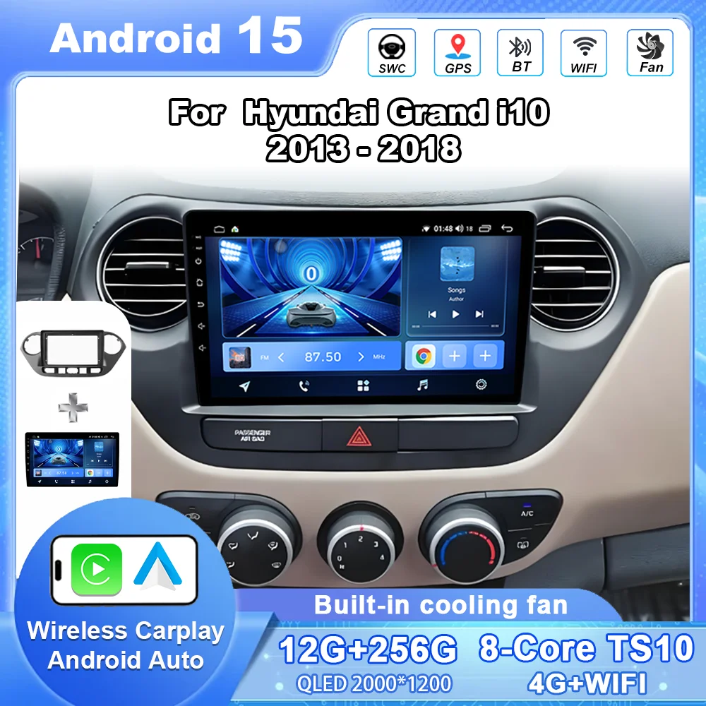

9" Car Radio For Hyundai Grand i10 2013 2014 2015 2016 2017 2018 Android 15 Carplay Auto Multimidia Video Player Head Unit 4G