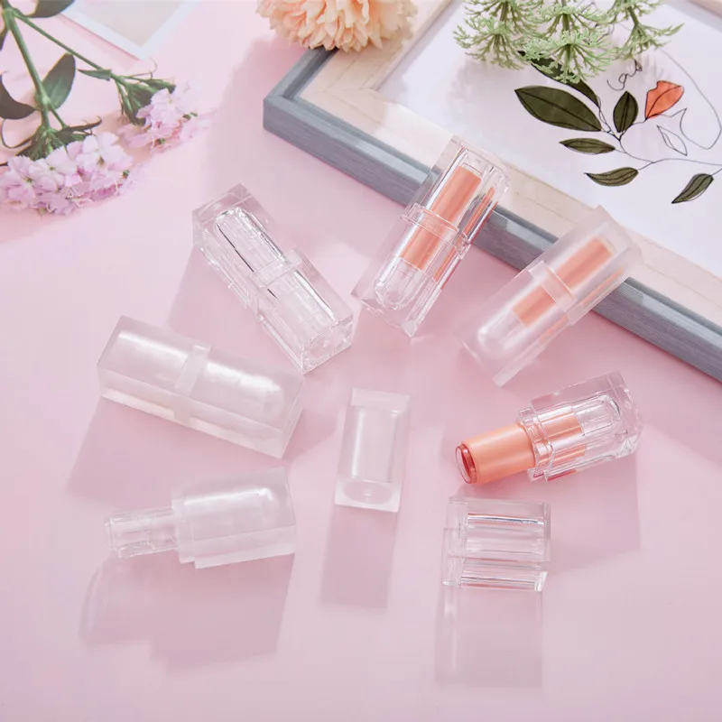 

10/30/50 шт., прозрачный/матовый квадратный пустой тюбик для губной помады 12,1 мм, контейнер для бальзама для губ, упаковка в виде ракушки для губной помады, многоразовая бутылка для косметики