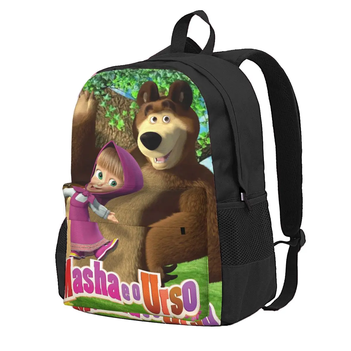 Cartoon Masha And The BearsStudent Backpack School Bag Hiking Travel Daypack for Boys Girls Fashion Bookbag Shoulder Bags