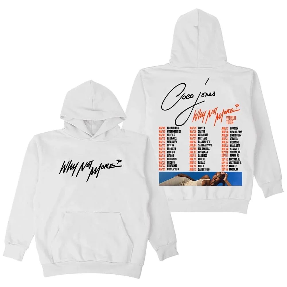 Sweat-shirt à capuche Coco Jones Why Not More World Tour 2025 pour femmes et hommes, manches longues, décontracté, tendance, streetwear