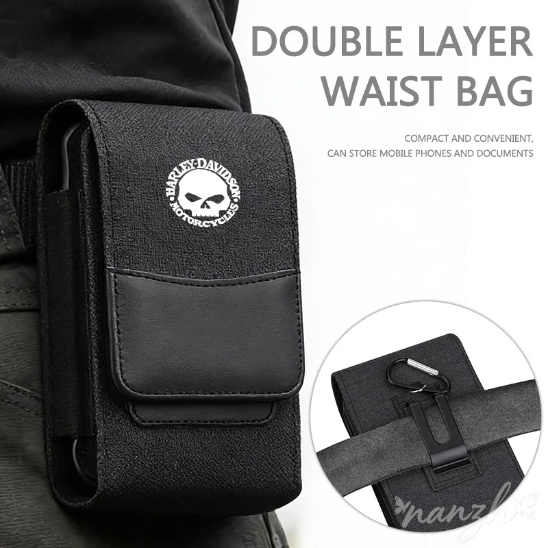 Phone Holster Belt Clip Waist Oxford Cloth Wallet For Harley Davidson PA1250 Softail Sportster VRSC Touring X48 1200 C Tire Valv - view 3