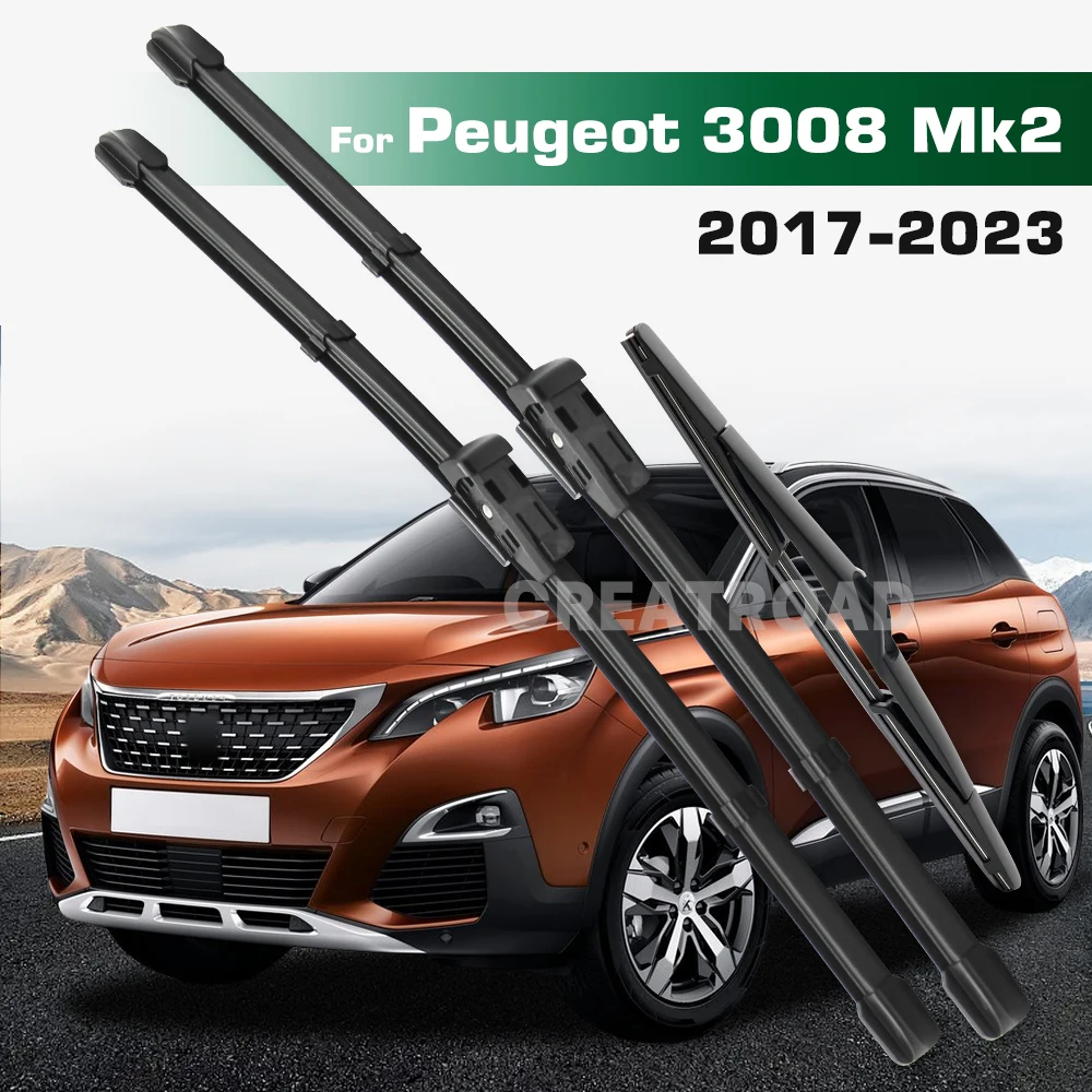 

GREATROAD Стеклоочиститель с левым и правым рулем, набор передних и задних щеток стеклоочистителя для Peugeot 3008 Mk2 2017-2023 Щетки для лобового стекла и окон