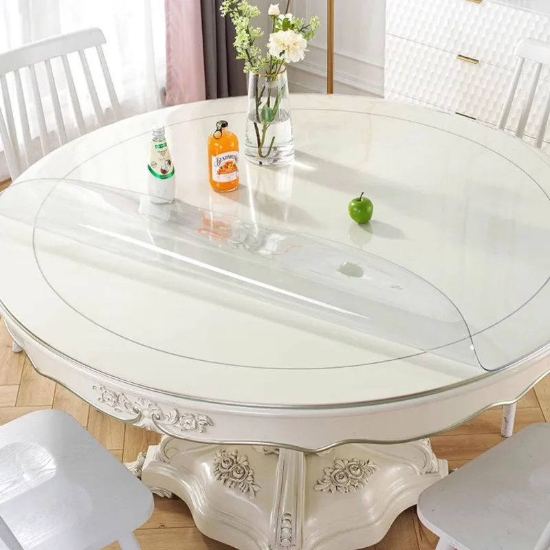 130cm Transparent PVC Round Table Cover Matte Wipeable Kitchen Dining Protector Washable Stain Resistant 0.7/1.1mm Thickness 1Pc